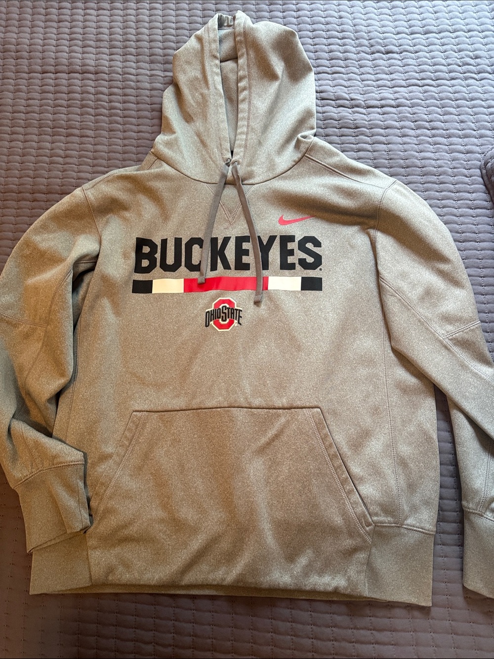 Nike Gray Buckeyes Hoodie with Red Accents